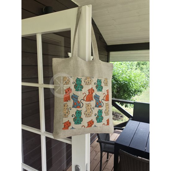 Printed semi-linen shopping bag "Cats"